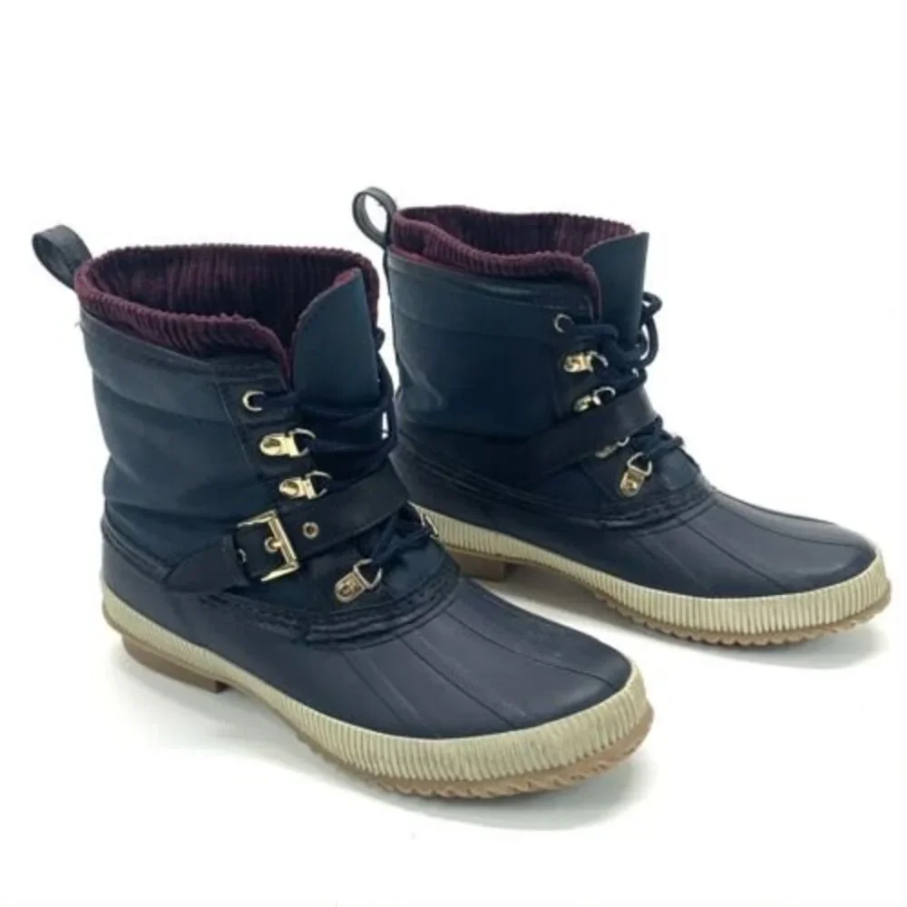 Tommy Hilfiger Womens 10M Twenzo Winter Boots Blue Ankle Lace Up Duck Boot